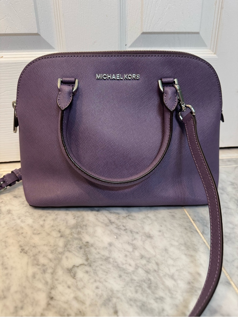 MICHAEL KORS Lavender Saffiano Dome Satchel Bag